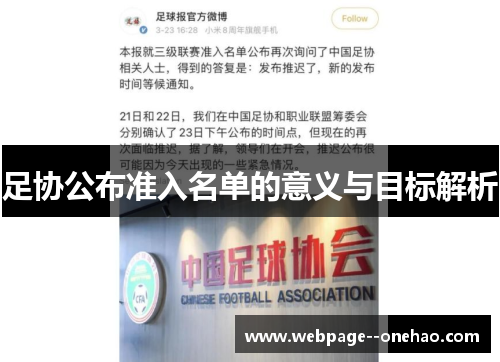 足协公布准入名单的意义与目标解析