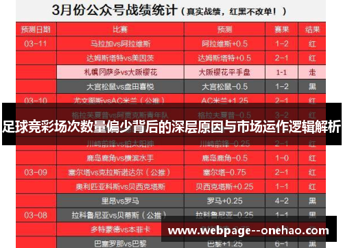 足球竞彩场次数量偏少背后的深层原因与市场运作逻辑解析 足球竞彩场次数量偏少背后的深层原因与市场运作逻辑解析